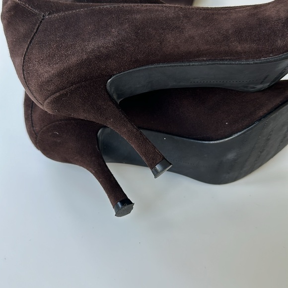 Stuart Weitzman Brown Suede Stiletto Sock Boot Sz 8 - Picture 9 of 14
